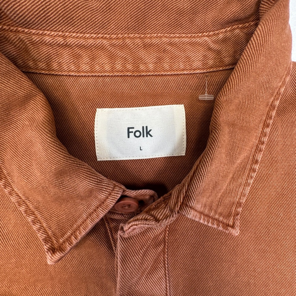 Folk Quinn Rugby Polo Mens L Spice Orange Brown Long Sleeve Cotton Heavyweight - Picture 4 of 8
